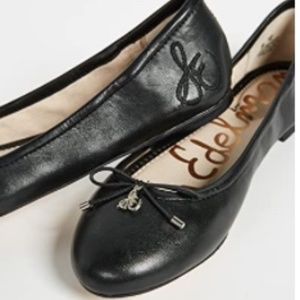 SAM EDELMAN FELECIA CLASSIC BALLET FLAT IN BLACK LEATHER SIZE 8.5